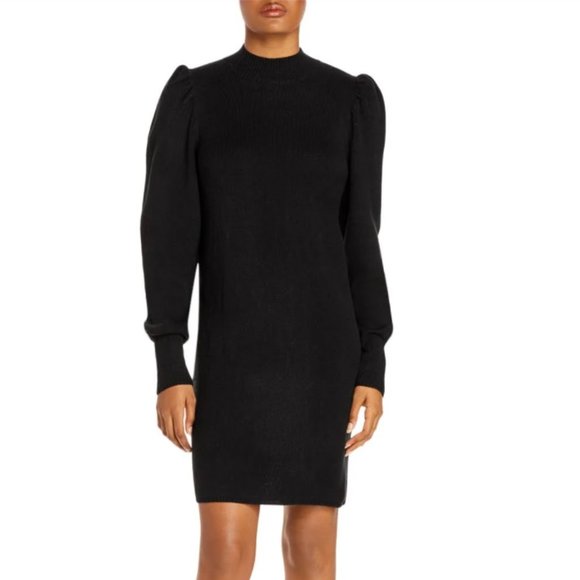 Wayf Dresses & Skirts - NWT Wayf Puff Sleeve Sweater Dress Black